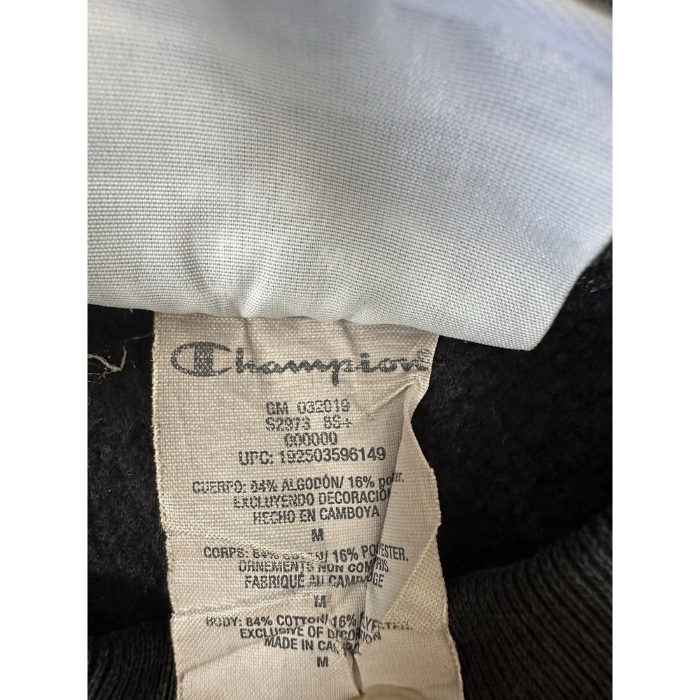Vintage Champion Size Medium Reverse Weave Sweatshirt Black All over Print - Picture 5 of 6